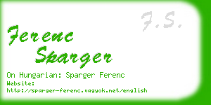 ferenc sparger business card